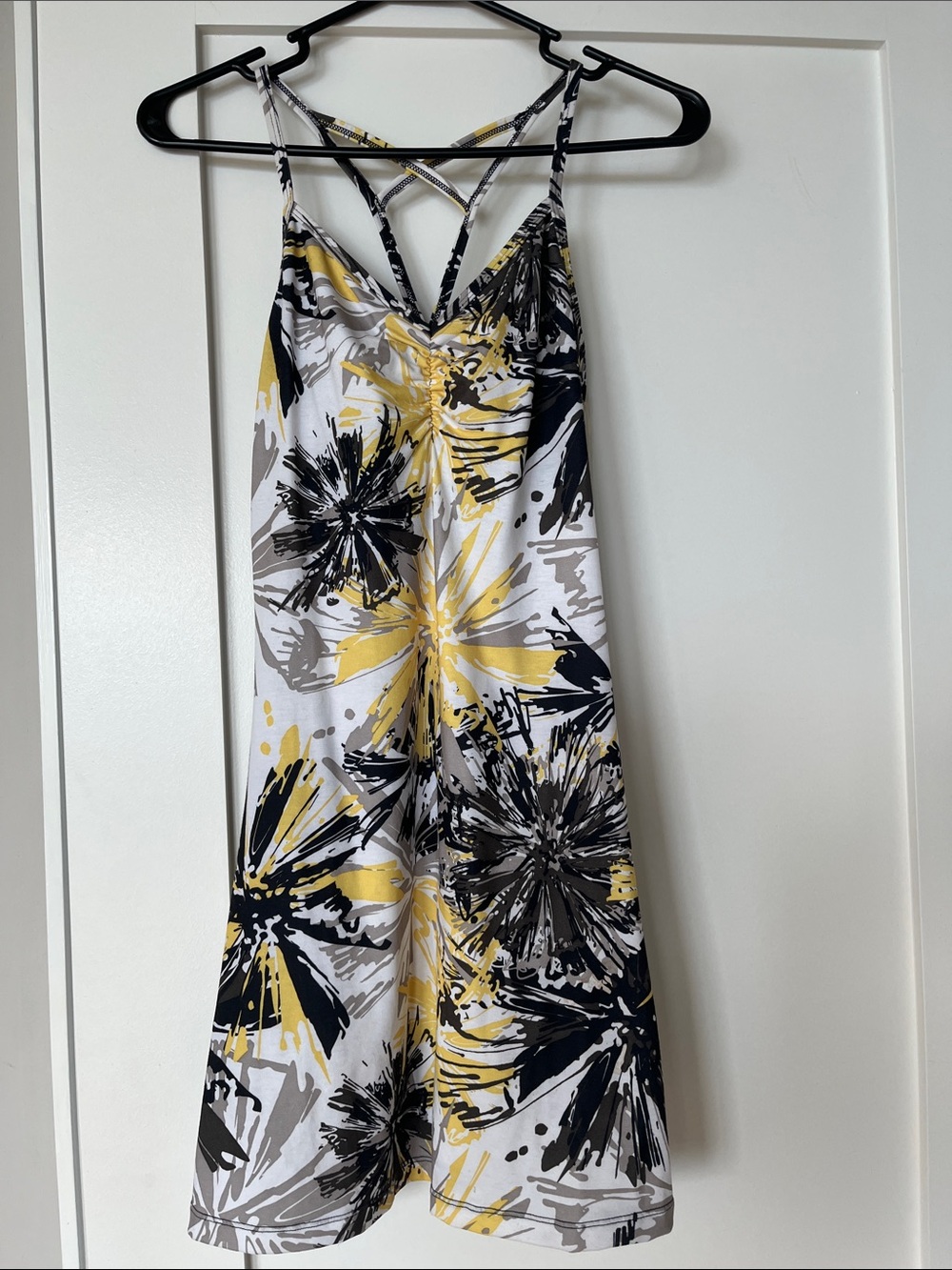 Prana Yellow Black White Floral Strappy Sundress